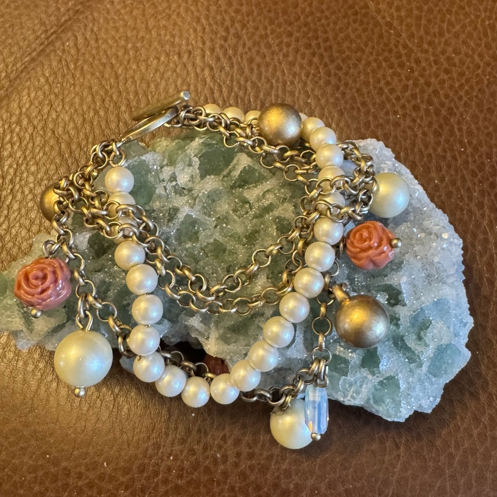 Lia Sophia Gilded Rose charm bracelet